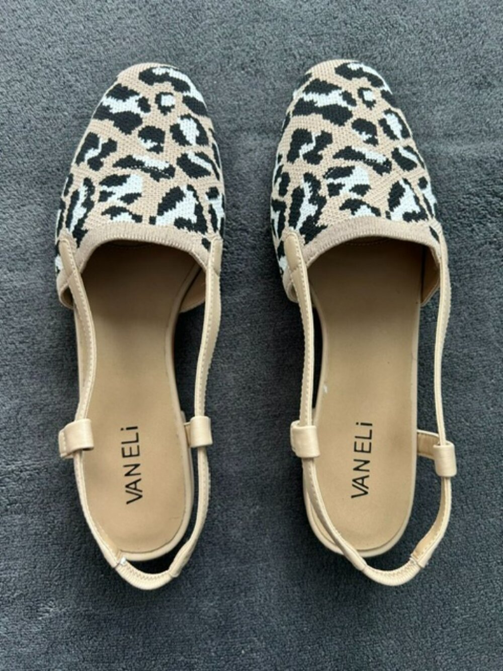 Women's Vaneli Janet Beige Leopard Fabric Slingback Shoes, Size 7-1/2W